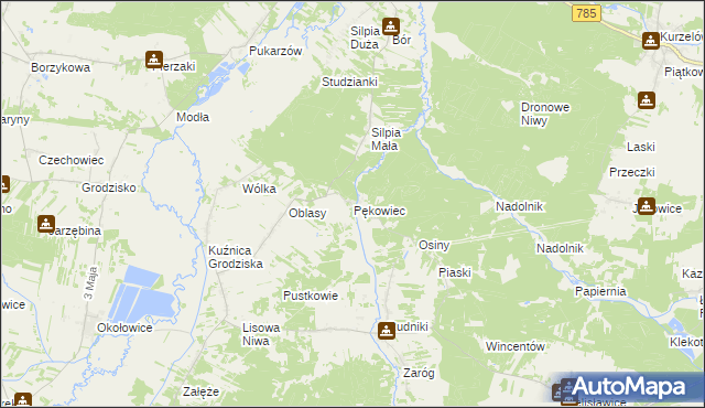 mapa Pękowiec, Pękowiec na mapie Targeo