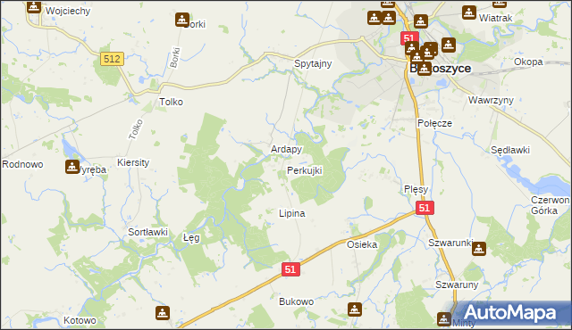 mapa Perkujki, Perkujki na mapie Targeo