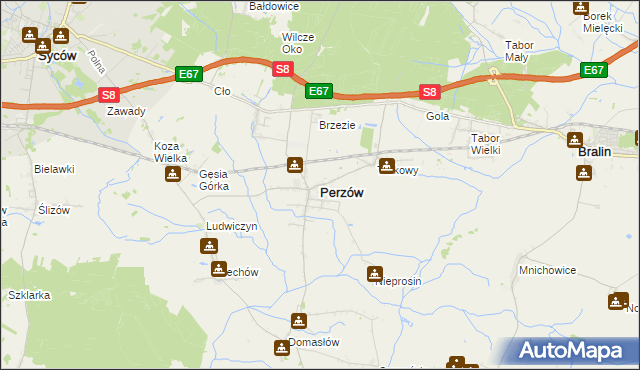 mapa Perzów, Perzów na mapie Targeo