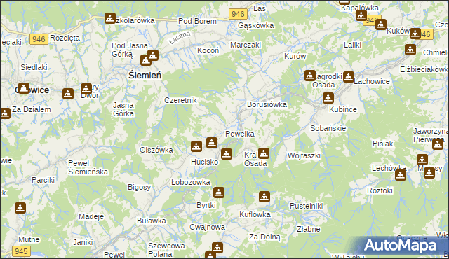 mapa Pewelka, Pewelka na mapie Targeo