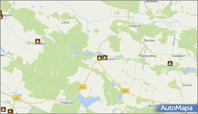 mapa Piasecznik gmina Choszczno, Piasecznik gmina Choszczno na mapie Targeo