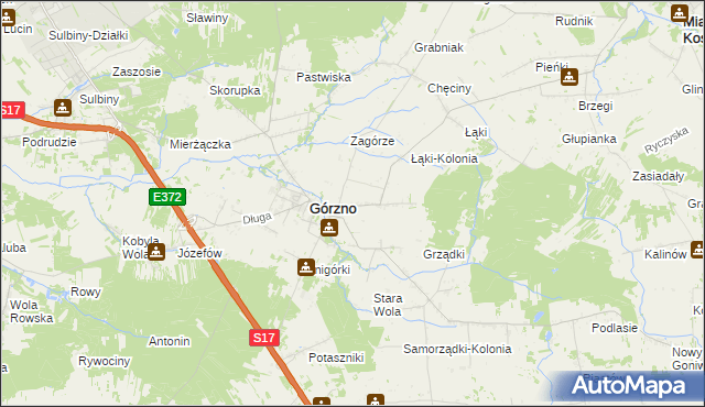 mapa Piaski gmina Górzno, Piaski gmina Górzno na mapie Targeo