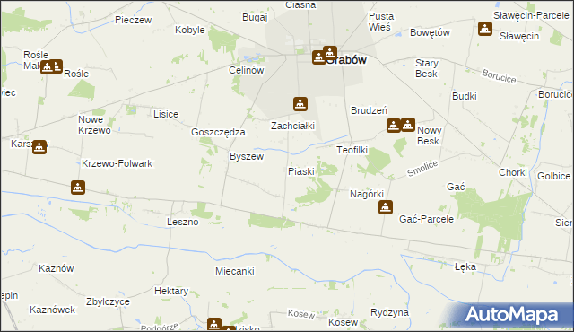 mapa Piaski gmina Grabów, Piaski gmina Grabów na mapie Targeo