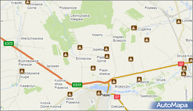 mapa Piaski Górne, Piaski Górne na mapie Targeo