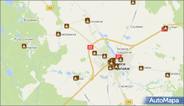 mapa Piastowo gmina Strzelce Krajeńskie, Piastowo gmina Strzelce Krajeńskie na mapie Targeo