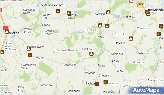 mapa Piątków, Piątków na mapie Targeo