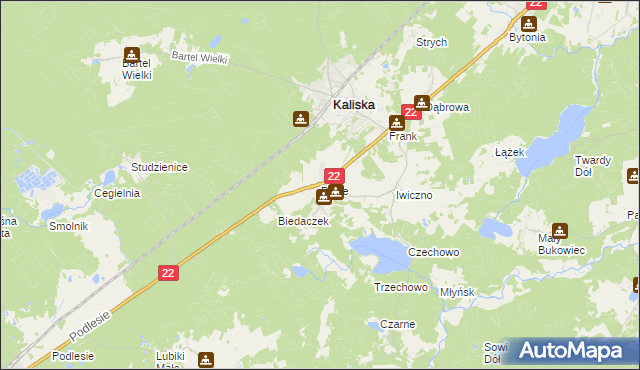 mapa Piece gmina Kaliska, Piece gmina Kaliska na mapie Targeo