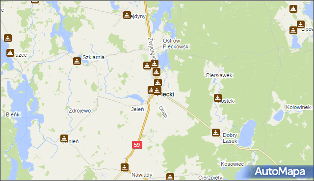 mapa Piecki powiat mrągowski, Piecki powiat mrągowski na mapie Targeo