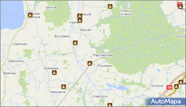 mapa Pięćmiechowo, Pięćmiechowo na mapie Targeo