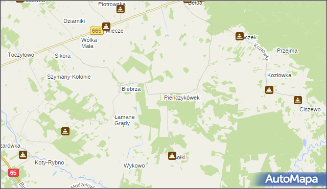 mapa Pieńczykówek, Pieńczykówek na mapie Targeo