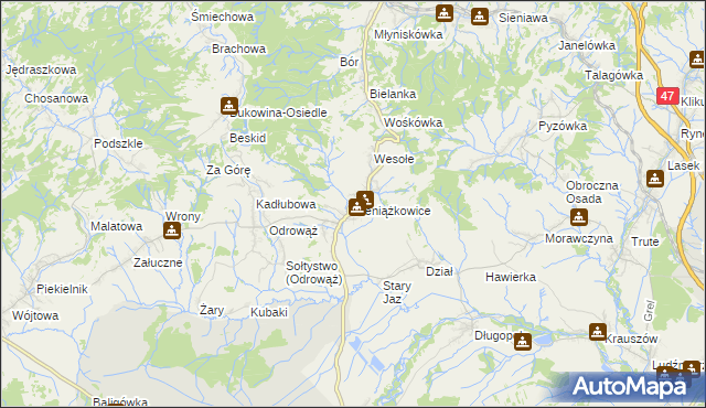 mapa Pieniążkowice, Pieniążkowice na mapie Targeo