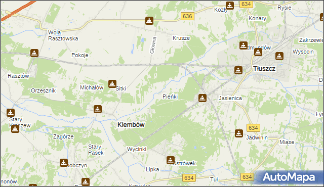 mapa Pieńki gmina Klembów, Pieńki gmina Klembów na mapie Targeo