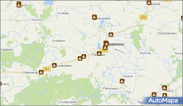 mapa Pieńkowo gmina Postomino, Pieńkowo gmina Postomino na mapie Targeo