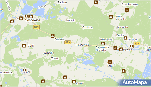 mapa Pieszowola, Pieszowola na mapie Targeo