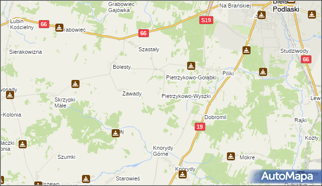 mapa Pietrzykowo-Wyszki, Pietrzykowo-Wyszki na mapie Targeo