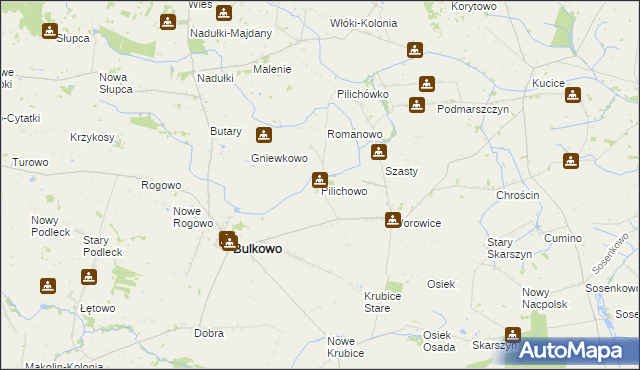 mapa Pilichowo gmina Bulkowo, Pilichowo gmina Bulkowo na mapie Targeo
