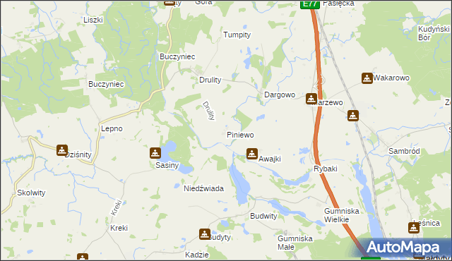 mapa Piniewo, Piniewo na mapie Targeo