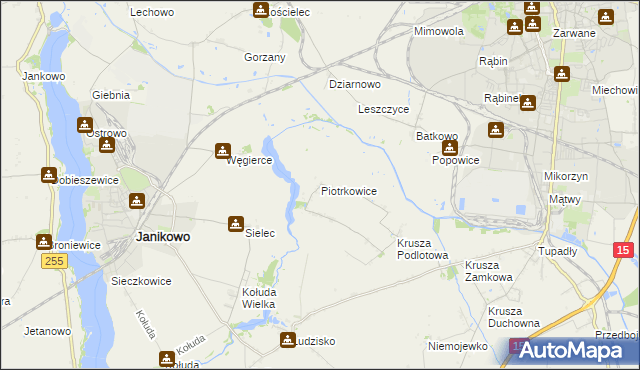 mapa Piotrkowice gmina Inowrocław, Piotrkowice gmina Inowrocław na mapie Targeo