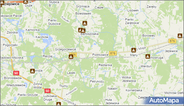 mapa Piotrkowice gmina Żabia Wola, Piotrkowice gmina Żabia Wola na mapie Targeo