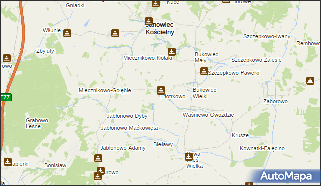 mapa Piotrkowo gmina Janowiec Kościelny, Piotrkowo gmina Janowiec Kościelny na mapie Targeo