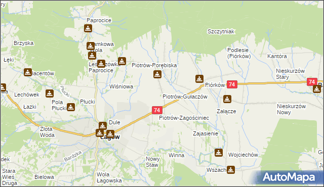 mapa Piotrów-Gułaczów, Piotrów-Gułaczów na mapie Targeo
