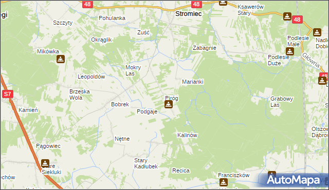 mapa Piróg gmina Stromiec, Piróg gmina Stromiec na mapie Targeo