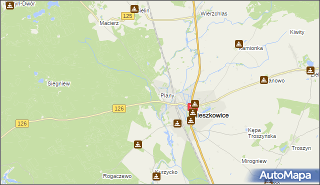 mapa Plany gmina Mieszkowice, Plany gmina Mieszkowice na mapie Targeo