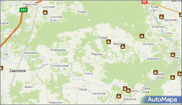 mapa Płatków gmina Zabrodzie, Płatków gmina Zabrodzie na mapie Targeo