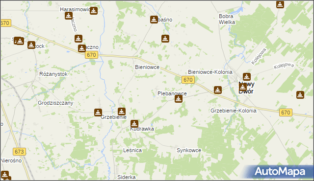mapa Plebanowce gmina Nowy Dwór, Plebanowce gmina Nowy Dwór na mapie Targeo