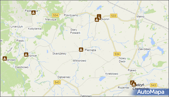 mapa Plemięta, Plemięta na mapie Targeo
