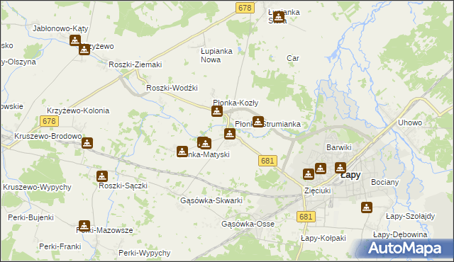 mapa Płonka Kościelna, Płonka Kościelna na mapie Targeo