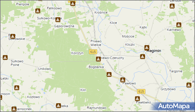mapa Pniewo-Czeruchy, Pniewo-Czeruchy na mapie Targeo