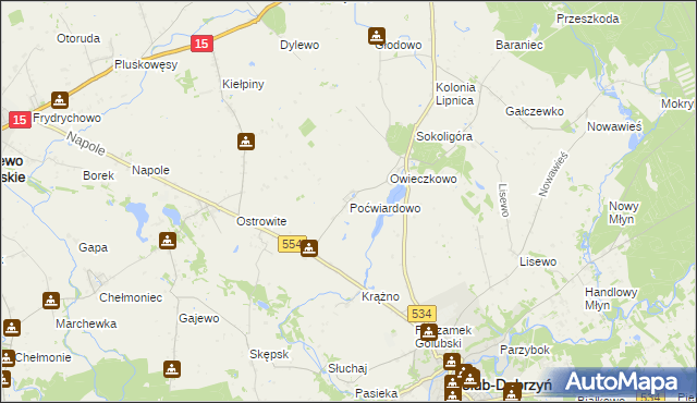 mapa Poćwiardowo, Poćwiardowo na mapie Targeo
