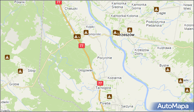 mapa Pocyrchle, Pocyrchle na mapie Targeo