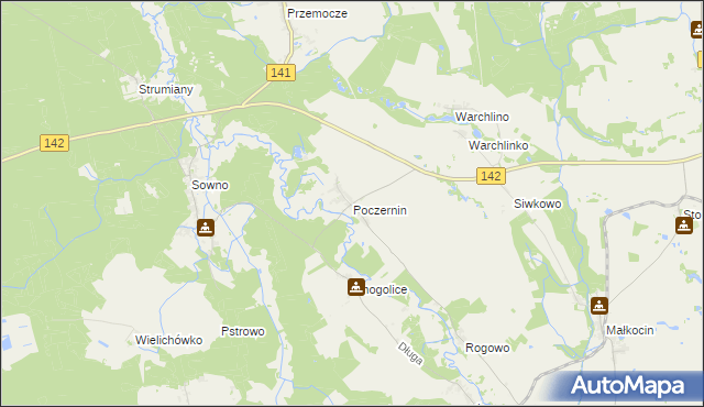 mapa Poczernin gmina Stargard, Poczernin gmina Stargard na mapie Targeo