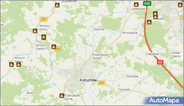 mapa Podbrzezie Dolne, Podbrzezie Dolne na mapie Targeo
