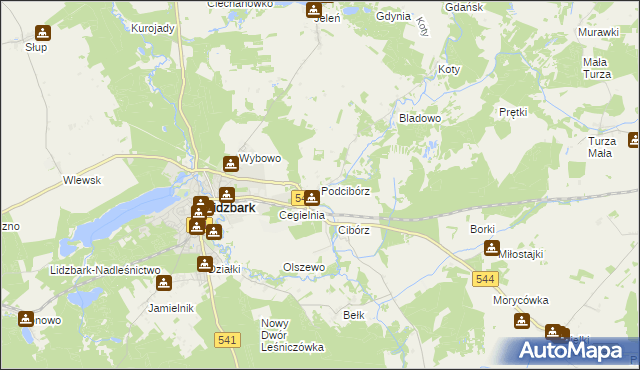 mapa Podcibórz, Podcibórz na mapie Targeo