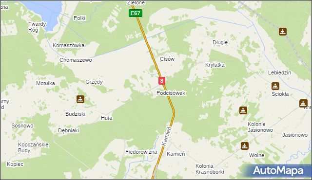 mapa Podcisówek, Podcisówek na mapie Targeo