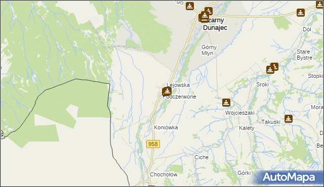 mapa Podczerwone, Podczerwone na mapie Targeo