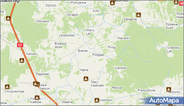 mapa Podgaje gmina Stromiec, Podgaje gmina Stromiec na mapie Targeo