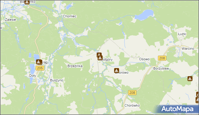 mapa Podgóry gmina Kępice, Podgóry gmina Kępice na mapie Targeo