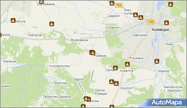 mapa Podlesie gmina Lelów, Podlesie gmina Lelów na mapie Targeo