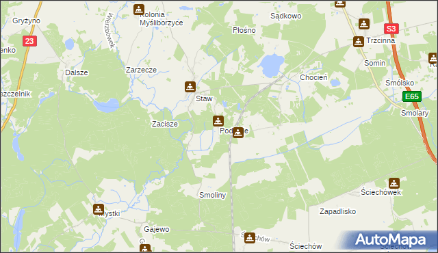 mapa Podlesie gmina Lubiszyn, Podlesie gmina Lubiszyn na mapie Targeo