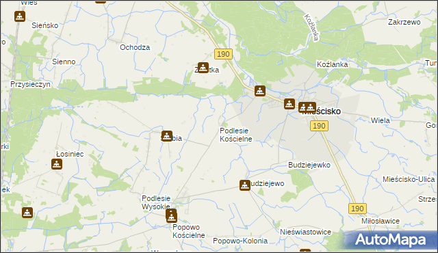 mapa Podlesie Kościelne, Podlesie Kościelne na mapie Targeo