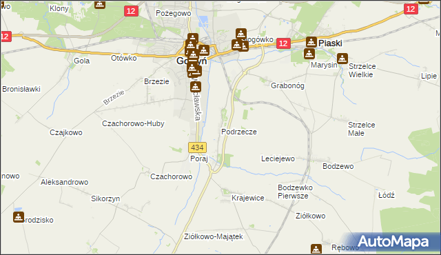 mapa Podrzecze gmina Piaski, Podrzecze gmina Piaski na mapie Targeo