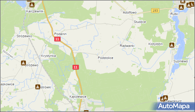mapa Podstolice gmina Budzyń, Podstolice gmina Budzyń na mapie Targeo
