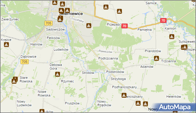 mapa Podtrzcianna, Podtrzcianna na mapie Targeo
