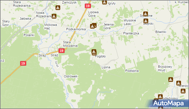 mapa Pogibło, Pogibło na mapie Targeo