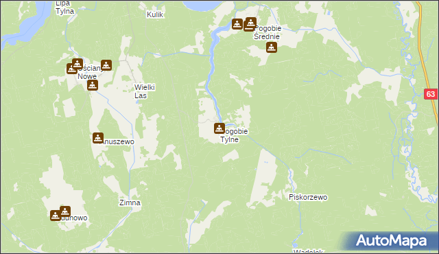 mapa Pogobie Tylne, Pogobie Tylne na mapie Targeo