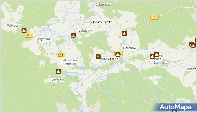 mapa Pogorzeliska, Pogorzeliska na mapie Targeo